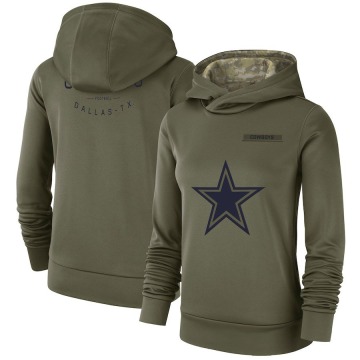 Dallas Cowboys Women's Olive 2018 Salute to Service Team Logo Performance Pullover Hoodie