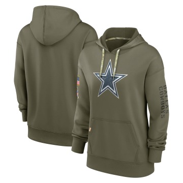 Dallas Cowboys Women's Olive 2022 Salute To Service Performance Pullover Hoodie