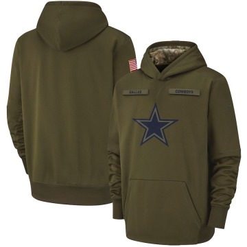 Dallas Cowboys Youth Olive 2018 Salute to Service Therma Performance Pullover Hoodie