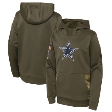 Dallas Cowboys Youth Olive 2022 Salute To Service Performance Pullover Hoodie