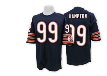 Dan Hampton Men's Blue Authentic Team Color Big Number With Bear Patch Throwback Jersey