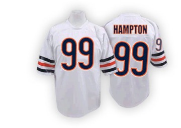 Dan Hampton Men's White Authentic Big Number With Bear Patch Throwback Jersey