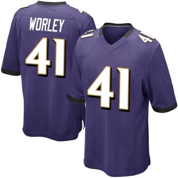 Daryl Worley Youth Purple Game Team Color Jersey
