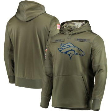 Denver Broncos Men's Olive 2018 Salute to Service Sideline Therma Performance Pullover Hoodie