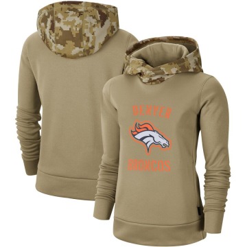 Denver Broncos Women's Khaki 2019 Salute to Service Therma Pullover Hoodie