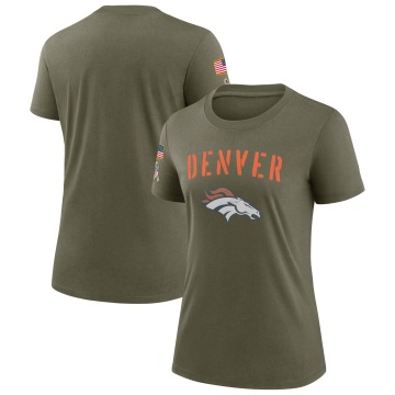 Denver Broncos Women's Olive Legend 2022 Salute To Service T-Shirt