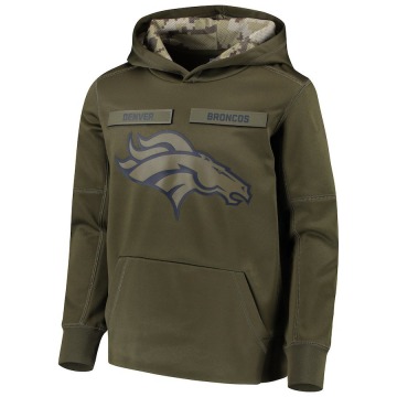 Denver Broncos Youth Green 2018 Salute to Service Pullover Performance Hoodie