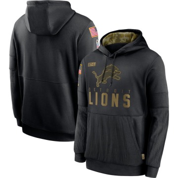 Detroit Lions Men's Black 2020 Salute to Service Sideline Performance Pullover Hoodie