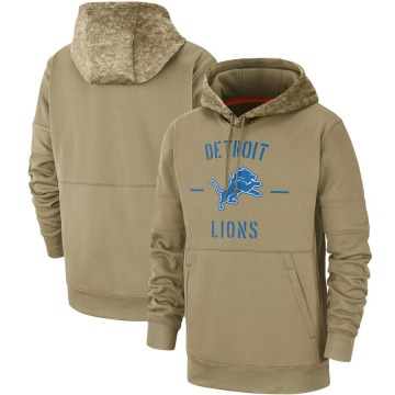 Detroit Lions Men's Tan 2019 Salute to Service Sideline Therma Pullover Hoodie