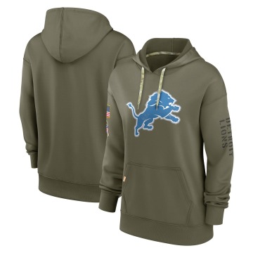 Detroit Lions Women's Olive 2022 Salute To Service Performance Pullover Hoodie