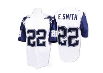 Emmitt Smith Men's White Authentic 75TH Patch Throwback Jersey