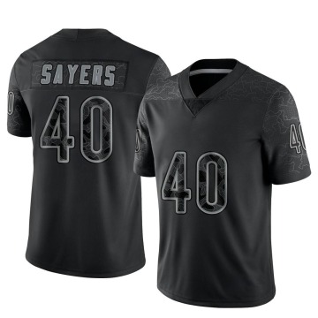 Gale Sayers Men's Black Limited Reflective Jersey