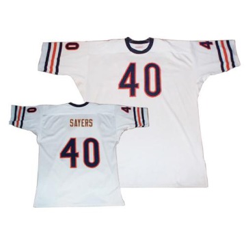 Gale Sayers Men's White Authentic Big Number With Bear Patch Throwback Jersey