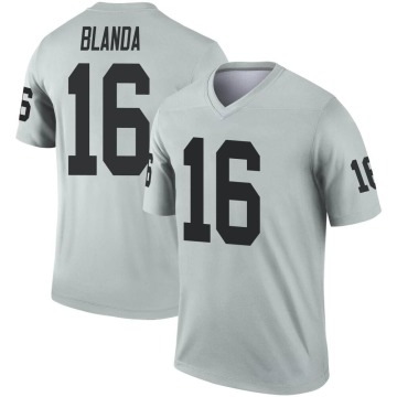 George Blanda Men's Legend Inverted Silver Jersey