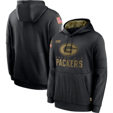 Green Bay Packers Men's Black 2020 Salute to Service Sideline Performance Pullover Hoodie