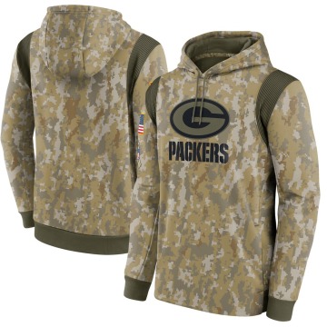 Green Bay Packers Men's Camo 2021 Salute To Service Therma Performance Pullover Hoodie