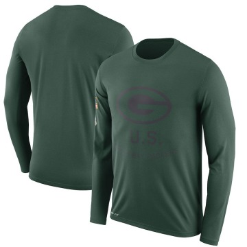 Green Bay Packers Men's Green Legend 2018 Salute to Service Sideline Performance Long Sleeve T-Shirt