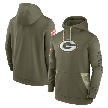 Green Bay Packers Men's Olive 2022 Salute to Service Therma Performance Pullover Hoodie
