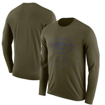 Green Bay Packers Men's Olive Legend 2018 Salute to Service Sideline Performance Long Sleeve T-Shirt
