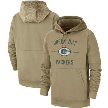 Green Bay Packers Men's Tan 2019 Salute to Service Sideline Therma Pullover Hoodie