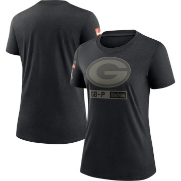 Green Bay Packers Women's Black 2020 Salute To Service Performance T-Shirt