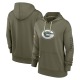 Green Bay Packers Women's Olive 2022 Salute To Service Performance Pullover Hoodie