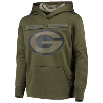 Green Bay Packers Youth Green 2018 Salute to Service Pullover Performance Hoodie