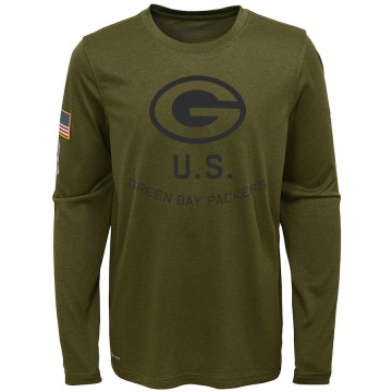 Green Bay Packers Youth Olive Legend 2018 Salute to Service Performance Long Sleeve T-Shirt
