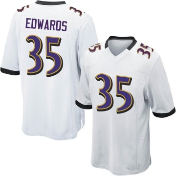 Gus Edwards Youth White Game Jersey