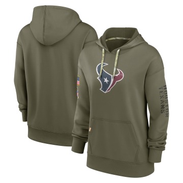 Houston Texans Women's Olive 2022 Salute To Service Performance Pullover Hoodie