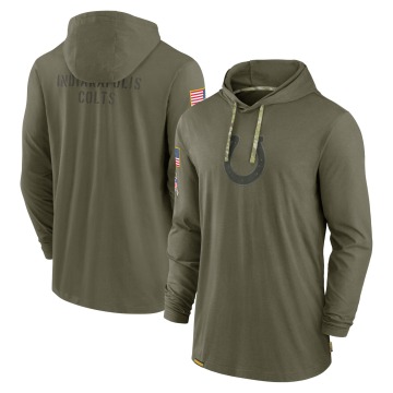 Indianapolis Colts Men's Olive 2022 Salute to Service Tonal Pullover Hoodie