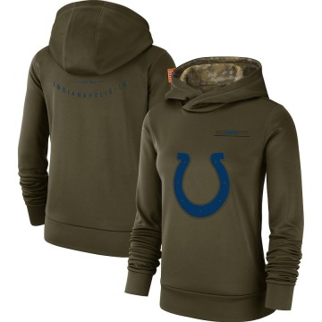 Indianapolis Colts Women's Olive 2018 Salute to Service Team Logo Performance Pullover Hoodie