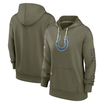 Indianapolis Colts Women's Olive 2022 Salute To Service Performance Pullover Hoodie