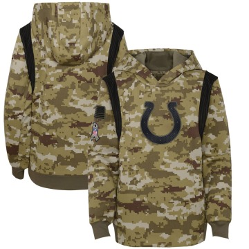Indianapolis Colts Youth Olive 2021 Salute To Service Therma Performance Pullover Hoodie