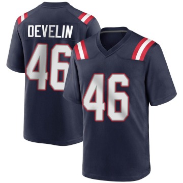 James Develin Youth Navy Blue Game Team Color Jersey