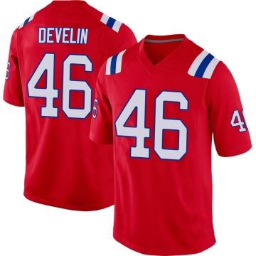 James Develin Youth Red Game Alternate Jersey