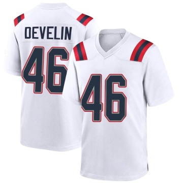 James Develin Youth White Game Jersey