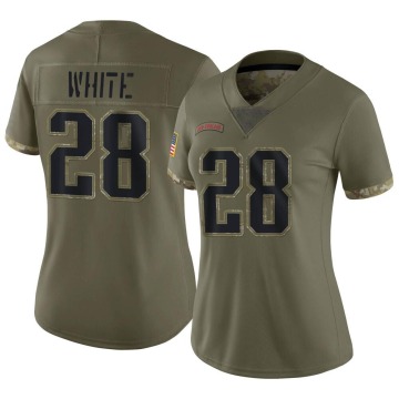 James White Women's White Limited Olive 2022 Salute To Service Jersey