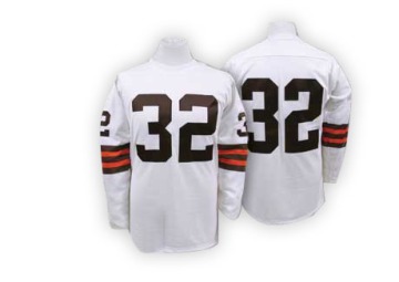 Jim Brown Men's White Authentic Throwback Jersey