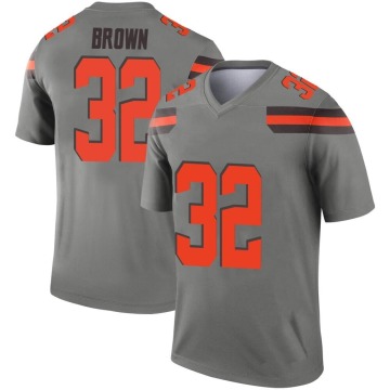 Jim Brown Youth Brown Legend Inverted Silver Jersey