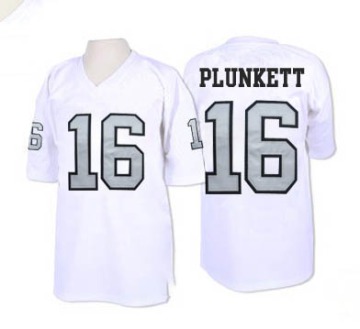 Jim Plunkett Men's White Authentic with Silver No. Throwback Jersey