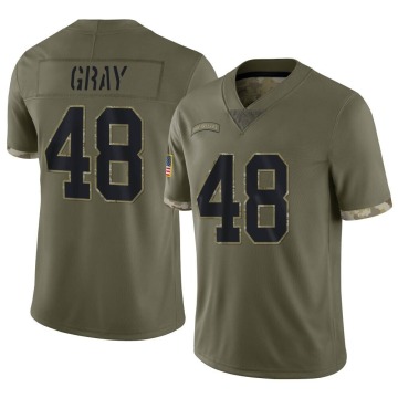 J.T. Gray Youth Gray Limited Olive 2022 Salute To Service Jersey