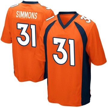 Justin Simmons Youth Orange Game Team Color Jersey