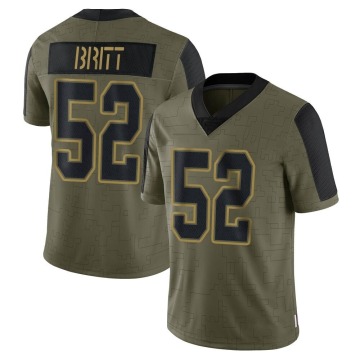 K.J. Britt Youth Olive Limited 2021 Salute To Service Jersey