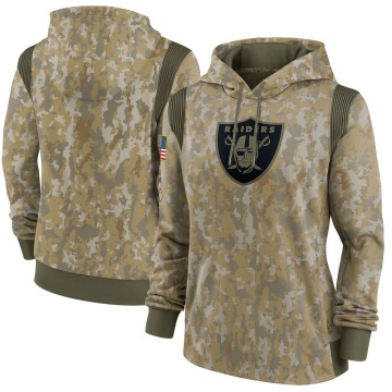 Las Vegas Raiders Women's Olive 2021 Salute To Service Therma Performance Pullover Hoodie