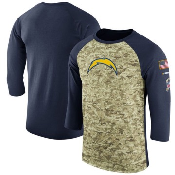 Los Angeles Chargers Men's Camo Legend /Navy Salute to Service 2017 Sideline Performance Three-Quarter Sleeve T-Shirt