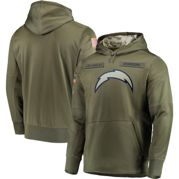 Los Angeles Chargers Men's Olive 2018 Salute to Service Sideline Therma Performance Pullover Hoodie