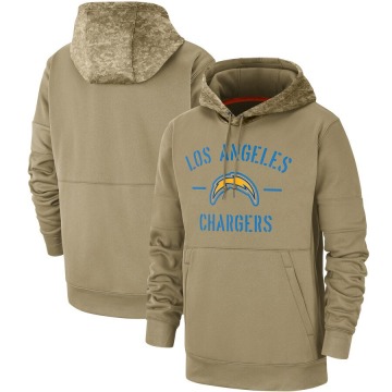 Los Angeles Chargers Men's Tan 2019 Salute to Service Sideline Therma Pullover Hoodie
