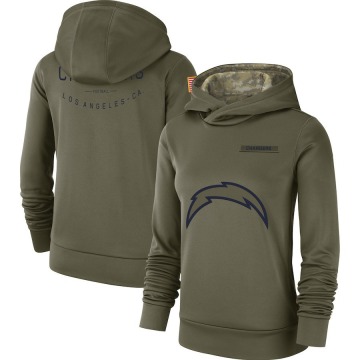 Los Angeles Chargers Women's Olive 2018 Salute to Service Team Logo Performance Pullover Hoodie