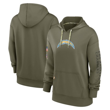 Los Angeles Chargers Women's Olive 2022 Salute To Service Performance Pullover Hoodie